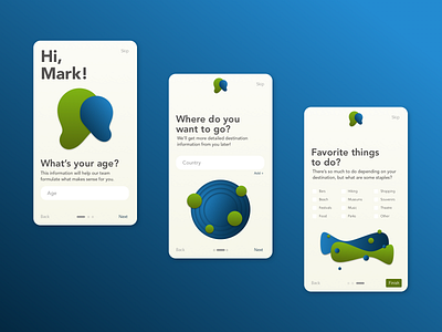 Onboarding Screens 023 beento bio dailyui design destinations onboarding phone trips ui ux