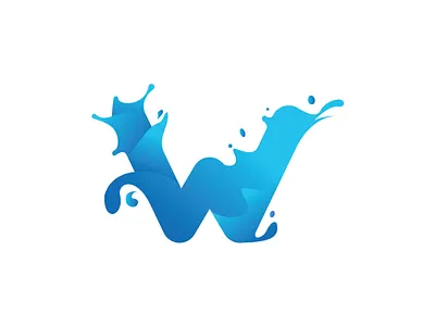 W water 3d design flat icon illustration lattering logo logo design logogram logotype