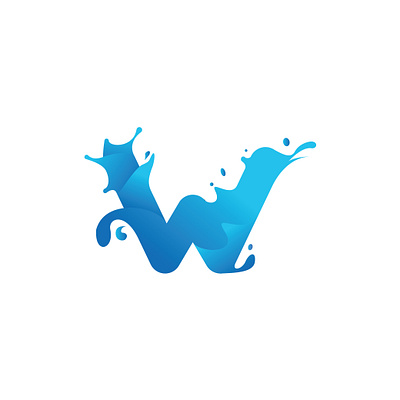 W water 3d design flat icon illustration lattering logo logo design logogram logotype