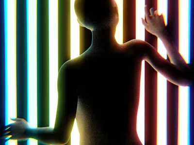 Rainbow 2019 trend 3d 3d art 3d artist color colors design graphic design graphicdesign model neon neon light neon lights rainbow rainbows silhouette woman