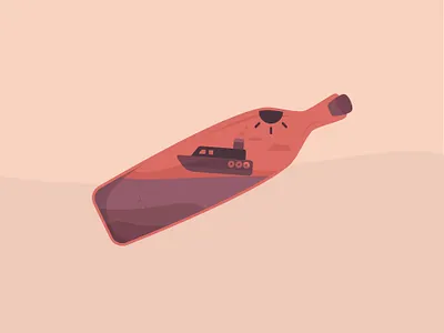 Ship in a bottle adobe bottle design floating illustration ship