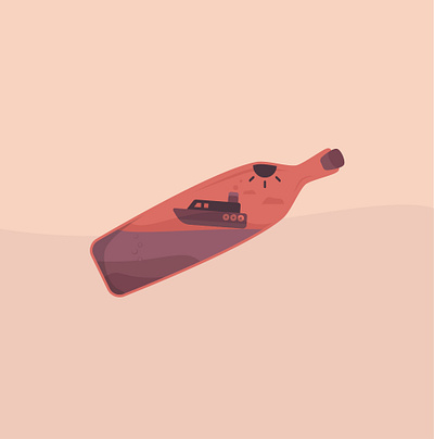 Ship in a bottle adobe bottle design floating illustration ship