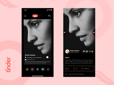 Tinder Dark Mode app black daily ui design dribble drinks figma inner screen ios sarf pearl tinder tinder dark mode tinder dark mode ui ux