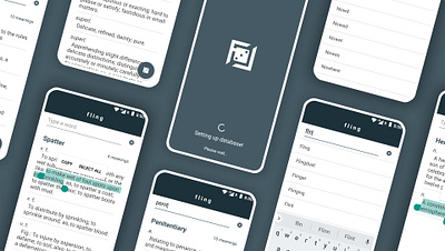 Fling: Dictionary and Vocabulary Builder | Android App adobe android android app design app branding design fling illustrator play store