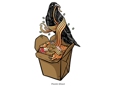 raven ramen apparel design artwork cartoon crow design for sale illustration japan merch merchband metal ramen raven