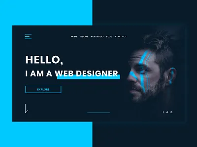 Web Designer Website Concept blue clean clean design clean ui concept creative dark dark ui design minimal minimalism modern portfolio ui ux web web design web designer webdesign website