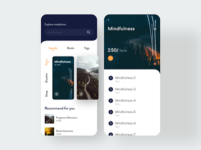 Meditation App 🧘‍♂️ 2019 trend activity tracker app app design discover health heart ios minimalist product design trendy ui uidesign uidesigner uiux uiuxdesigner user interface design ux visual design