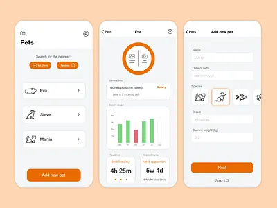 Pet Organizer - Mobile App app iphone mobile pet pet care pets user experience user interface ux uxui