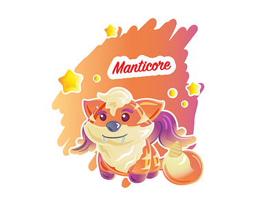 Manticore creature cute illustration manticore mythical orange
