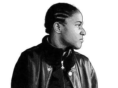 Casey - french rapper crosshatching illustration music portrait rap