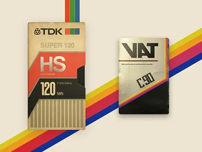 TDK T120 VHS + VAT C90 Cassette 80s artwork behance betamax cassete cassette concept design digital inspiration old school psd recreation retro retrowave super tape tdk vhs vintage