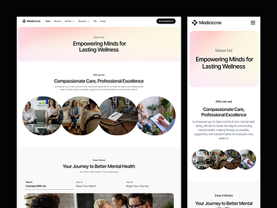 Mediciccne - Health Care Website Responsive aboutus design gradient health healthcare healthcarewebsite mentalhealth mobile responsive ui uiux web webresponsive website