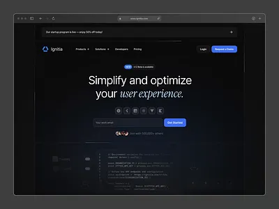 Ignitia - Landing Page animation dark mode design landing page marketing page motion graphics saas ui uidesign user management ux uxdesign web design website