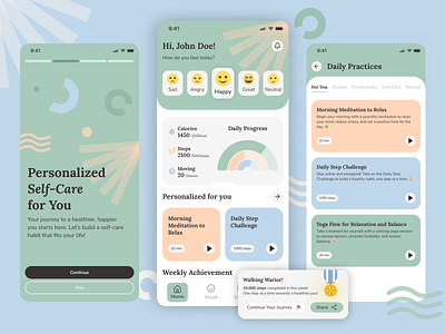 Self-Care Mobile Apps interface mobile app personalized self care self care self care apps self care mobile apps ui ui inspiration