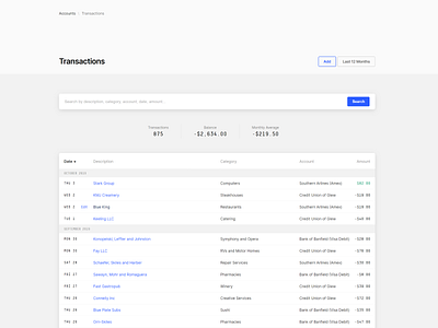 List of Transactions (Personal Finance) app balance bank account buget canutin category credit card list mint monospace personal capital ruby ruby on rails search sorting table transactions uiux