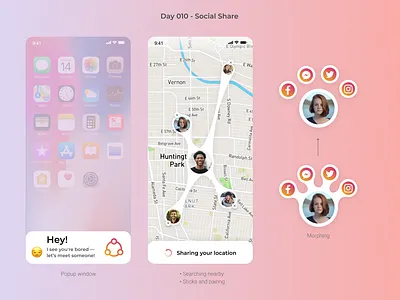 #DailyUI 010 - Social Share app dailyui illustraion social share ui ux
