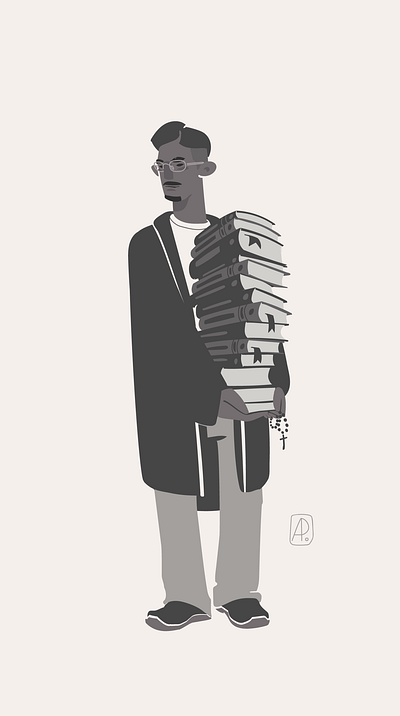 The weight of knowledge character illustration inktober inktober2019 man portrait sketch vector