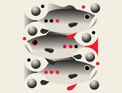 Hang a Left abstract design black design fish illustration patterns red santa monica texture trufcreative vector