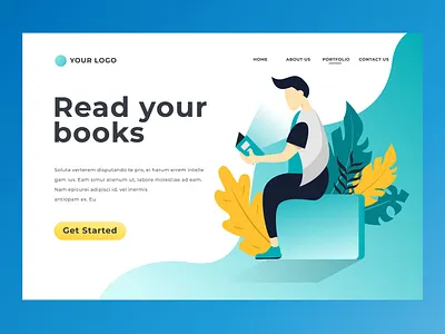 Read your books design illustration landing landing page landing page design ui vector web