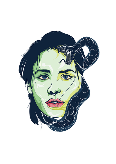 girl snake art artist artwork dark drawing icon illustration illustrator logo ui vector