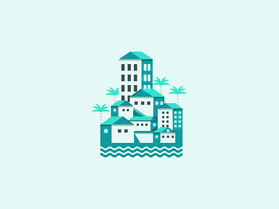 Vacation home palm tree palm trees travel ui illustration vacation vector waves windows