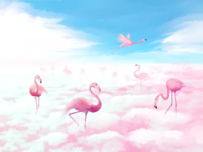 Flamingo animal bird cloud flamingo fly pink ps wacom