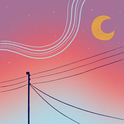 purple dusk digital illustration dusk gradient illustration pink powerlines procreate purple sunset