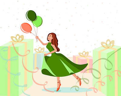 Праздник adobe illustrator illustration logo веселье лента подарки серпантин счастье шары