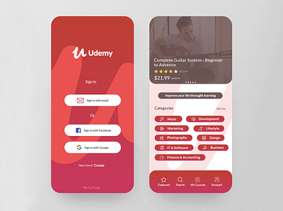 UI Design for UDEMY adobe illustrator adobe photoshop uidesign