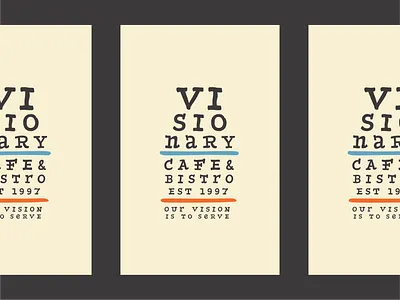 visionary eye chart bistro branding cafe coffee eye hand logo palette poster vision chart