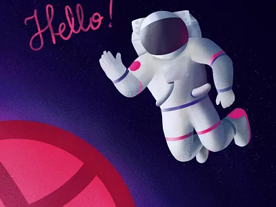 Hello Dribbble!! debutshot hello hello dribble illustration spaceman