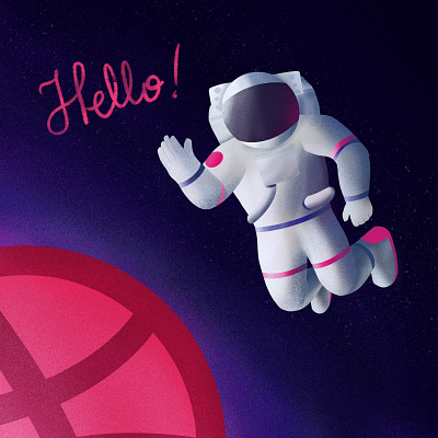 Hello Dribbble!! debutshot hello hello dribble illustration spaceman