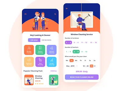 Cleaning Service App - iOS app cleaning creative design illustration ios maid mobile servant app service