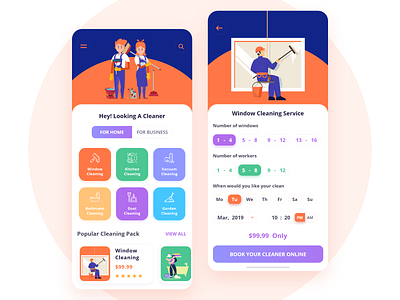 Cleaning Service App - iOS app cleaning creative design illustration ios maid mobile servant app service