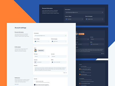 Dashboard complex form - Dark mode practice dark dark mode dashboard dashboard ui design desktop profile profile page sketch ui user profile ux web