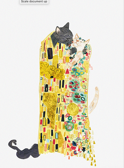 The Lick art cats gustav klimt illustration pattern texture