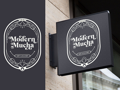 Modern Mucha Sign 2d alphonse mucha art gallery art nouveau artists brand identity branding design emblem emblem logo font awesome illustration illustrator logo logo design logotype mucha sign typography vector