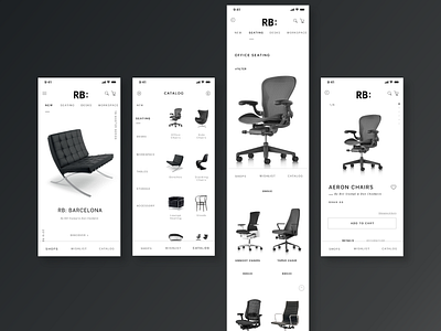 RB:- The APP sell furniture black white clean logo ui xddailychallenge