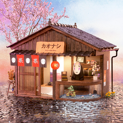 Kaonashi shop 3d 3d animation 3d art character design children book illustration cinema 4d design fantasy octane render zbrush