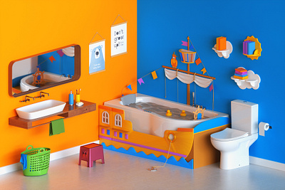 Interactive Bathroom Concept 3d 3d art children book illustration childrens illustration cinema 4d design illustration octane render zbrush