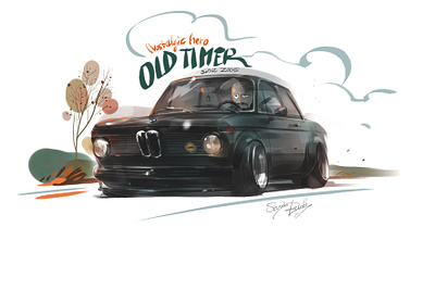 bmw classic - 2002tii carillustration character classic car corel painter digital art illustration vintagecar