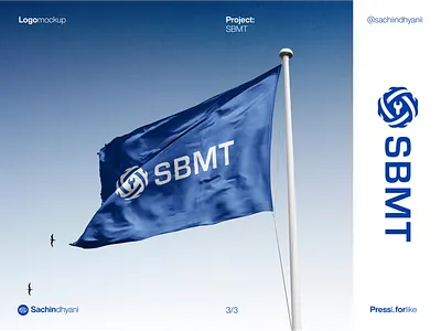 SBMT logo mockup blue branding design flag icon logo logo mockup logodesign minimal mockup monogram sky vector