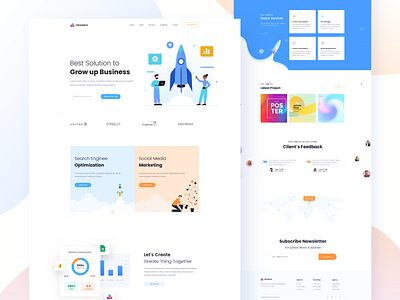 SEO Landing Page 2019 trends agency digital agency illustration landing page marketing minimal seo seo landing page startup ui user interface web web design web template webdesign