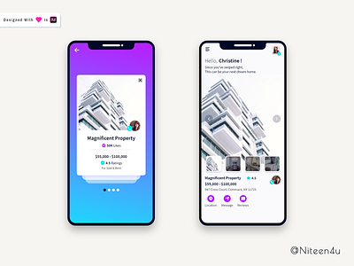 TINDER For Real Estate adobe xd design ios app minimalistic mobile app design mobile apps property property finder property search real estate real estate search tinder ui ui kit uiux user experience
