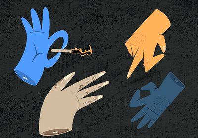 Hands On fingers flame hands iconic illustration illustrator match texture