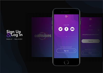 Mobile Sign Up / Log In colorful concept dailyui design login mobile ui signin signup sketchapp ui ux