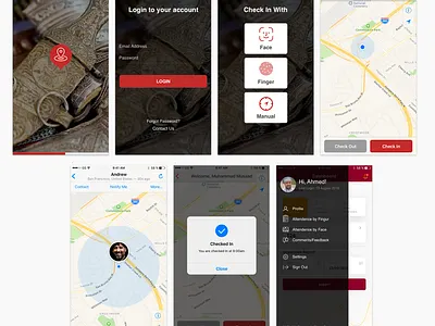 Attendence Mobile App attendence black concept concept design govt mobile mobile app oman red ui uiux ux white