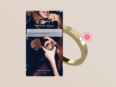 Share your location ● Conni, the Smart Bracelet app concept connect dimension fashion ideas internetofthings mobile safety smartbracelet smartjewelry userinterface ux wearable