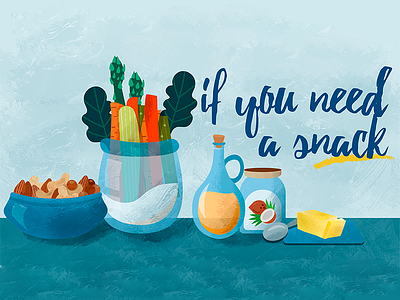 Snack diet fasting food illustraion nuts snack vegetables
