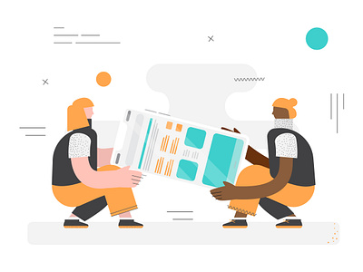 Mobile, Teamwork - Shape Library animation app branding character design diversity illustration interface iphone mobile phone tabs team tech ui ux vector webdesign website women